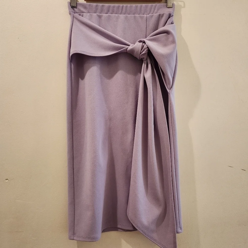 2 Piece Crop Top & Skirt Stretch Knit Set Blue Blush Size Small